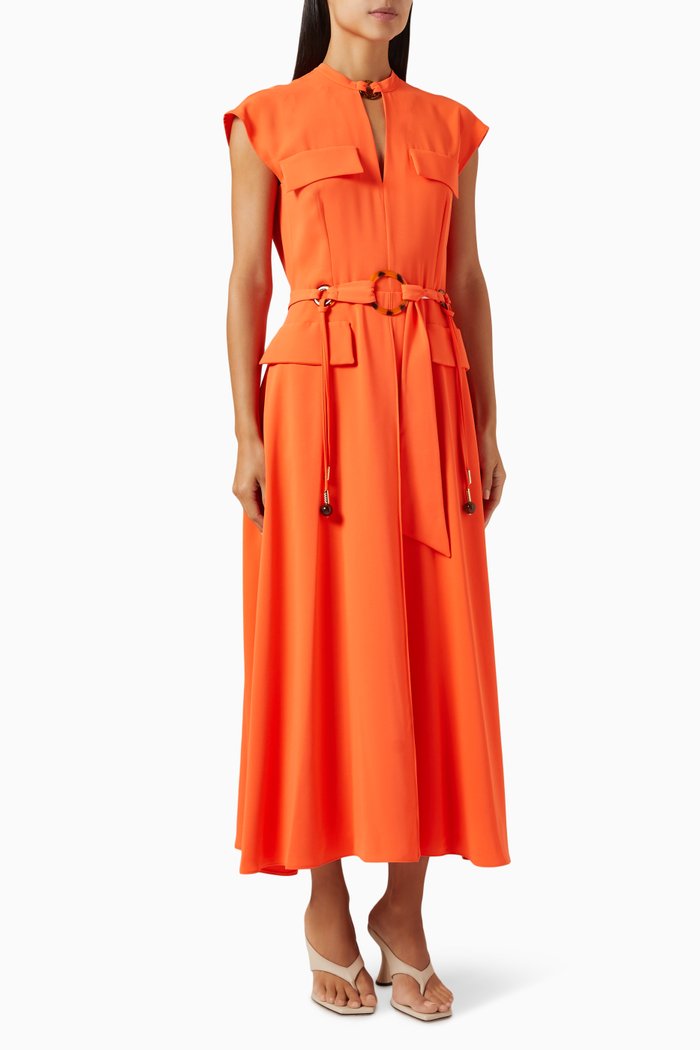 

Belted Midi Dress, Orange