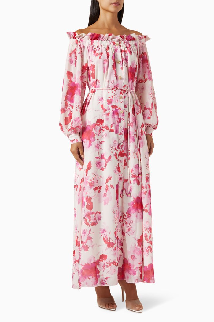 

Madonna Off-shoulder Belted Dress, Pink