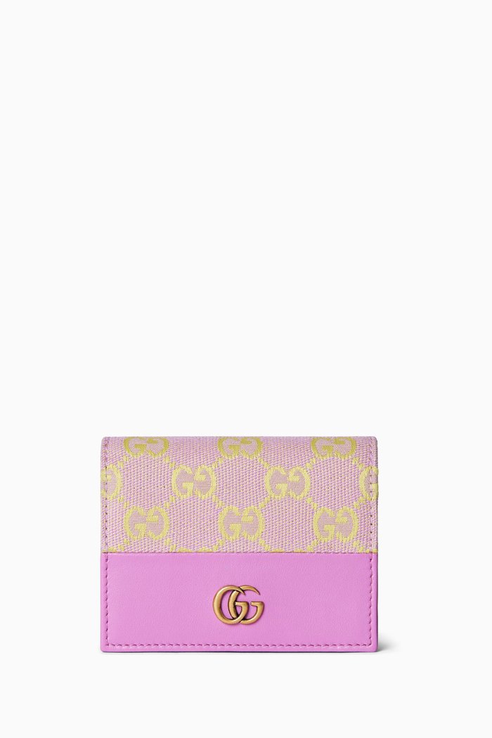 

GG Marmont Card Case in GG Supreme Canvas & Leather, Pink