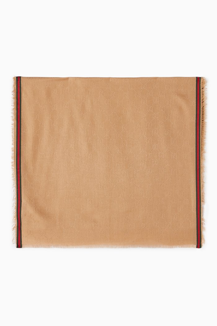 

GG Stole in Silk & Cotton, Neutral