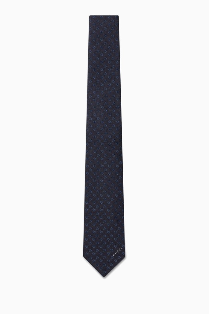 

Horsebit Tie in Silk-jacquard, Blue