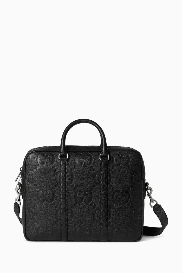 

Jumbo GG Briefcase in Leather, Black