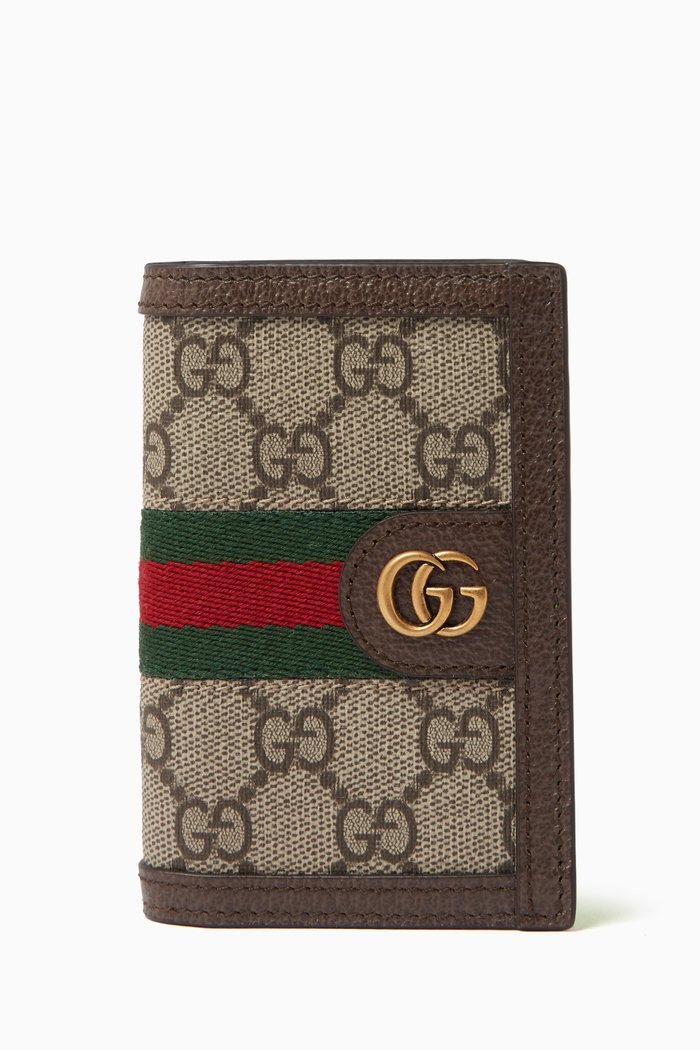 

Ophidia Card Case in GG Supreme Canvas, Neutral