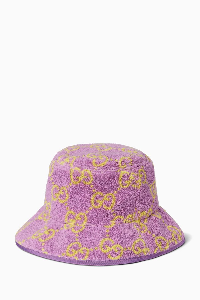 

GG Jacquard Bucket Hat in Terrycloth, Pink