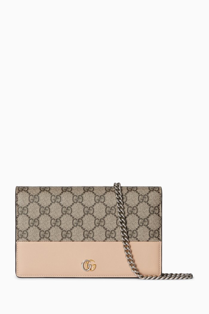 

GG Marmont Chain Wallet in Supreme Canvas, Neutral