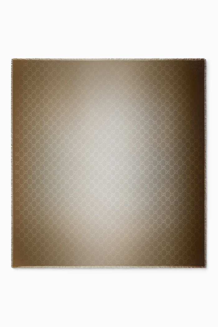 

Ombre GG Jacquard Shawl in Silk, Brown