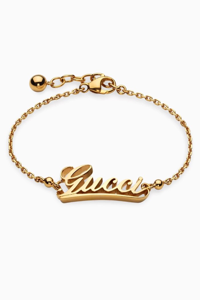 

Gucci Script Logo Bracelet, Gold