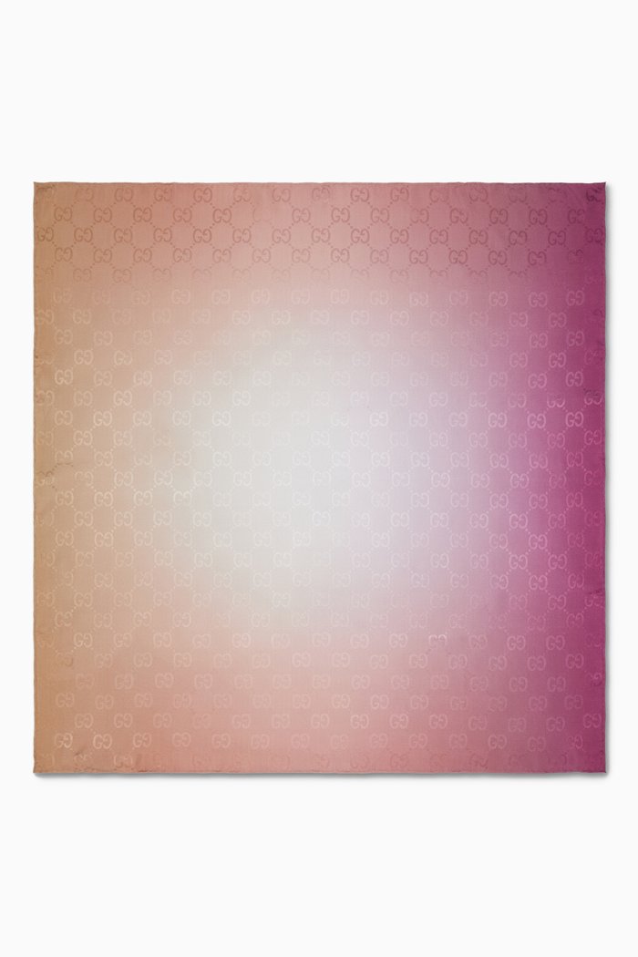

Ombre GG Jacquard Scarf in Silk, Neutral