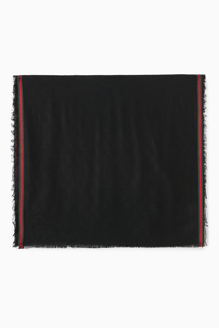 

GG Stole in Silk & Cotton, Black