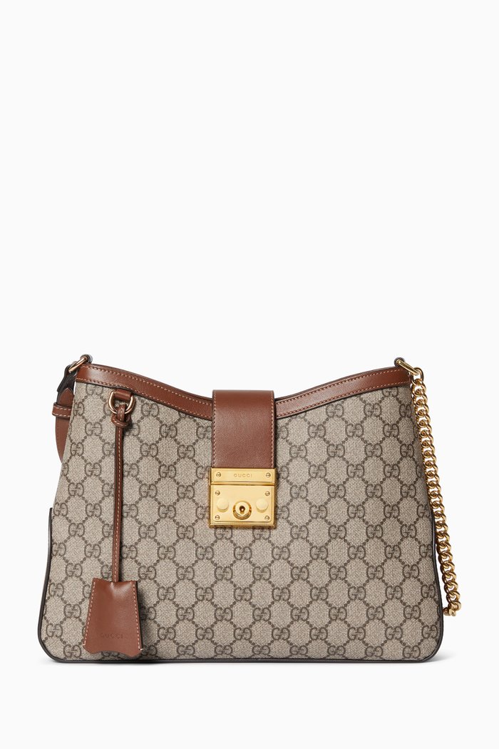 

Medium Padlock Shoulder Bag in GG Canvas, Neutral