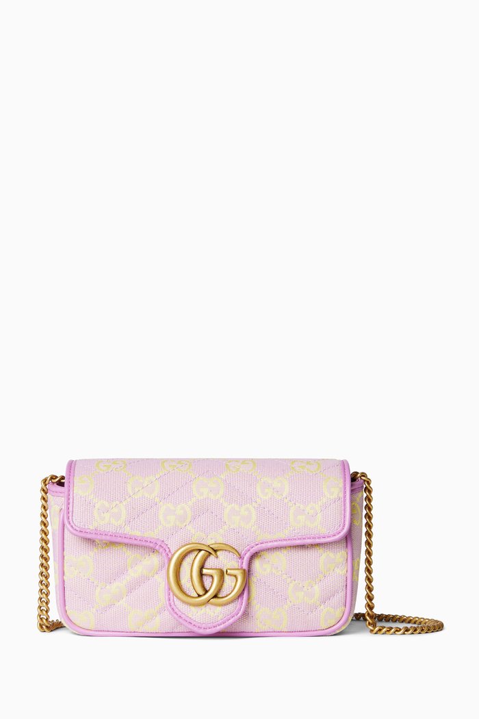

Super Mini Chevron-quilted Shoulder Bag in GG Canvas, Pink