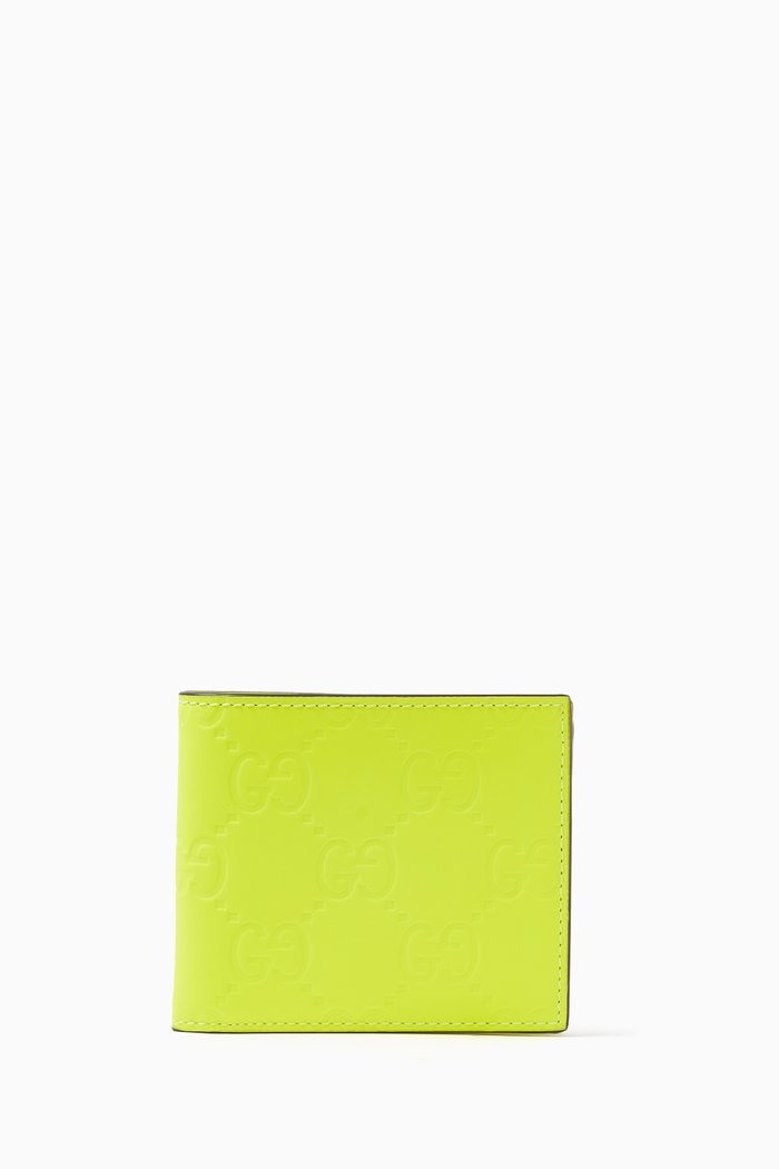 

Bi-fold Wallet in GG Rubber-effect Leather, Yellow