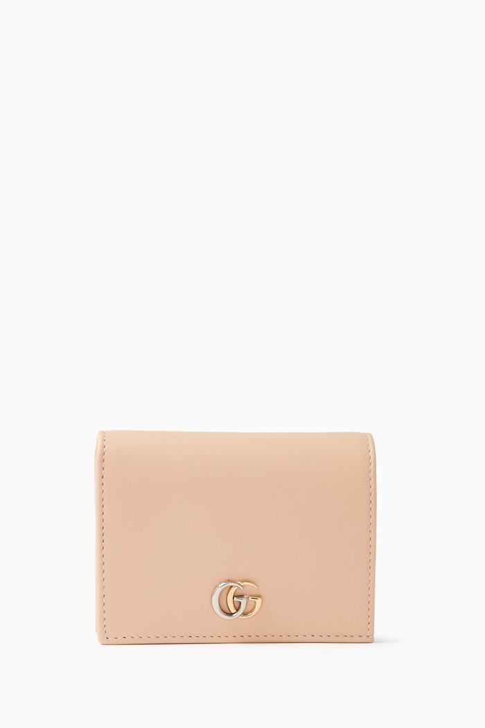 

GG Marmont Card Case Wallet in Leather, Neutral