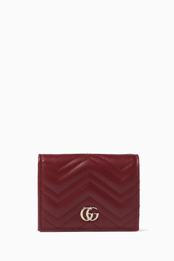 

GG Marmont Card Case in Matelassé Leather, Burgundy