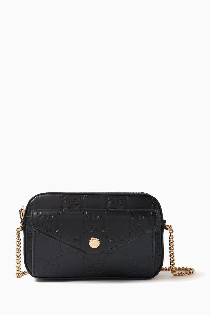 

Gilbert Mini GG Shoulder Bag in Leather, Black