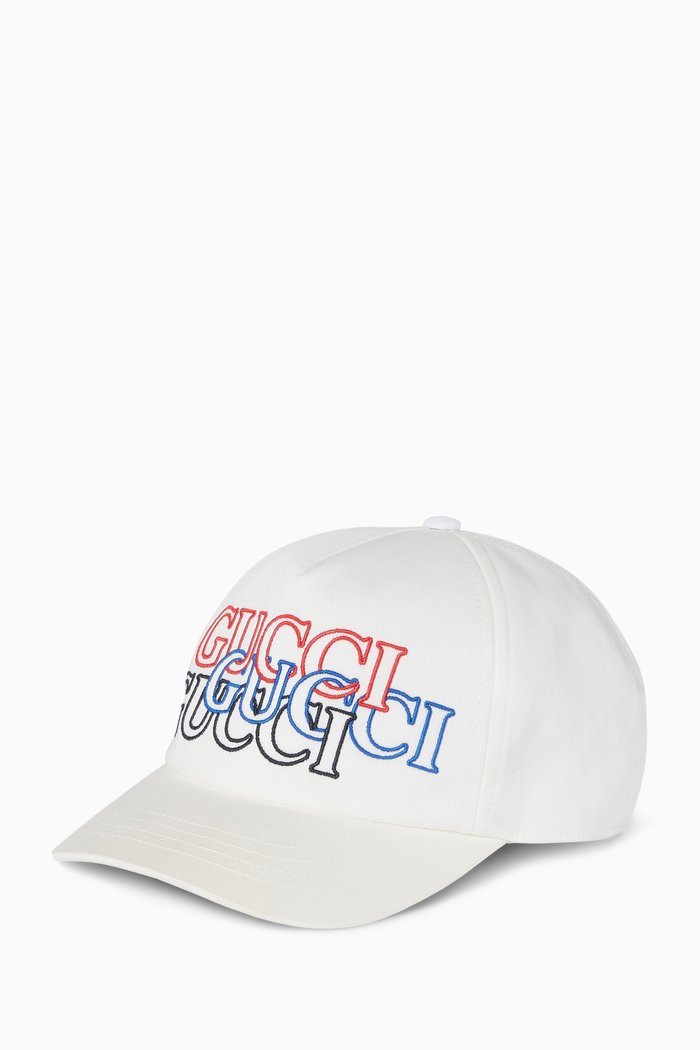 

Interlinking Embroidered-logo Baseball Hat in Canvas, White