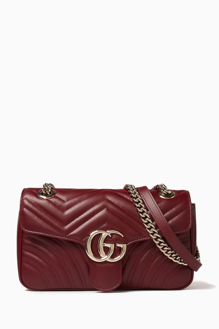 

Small GG Marmont Chevron-quilted Shoulder Bag in Leather, Burgundy