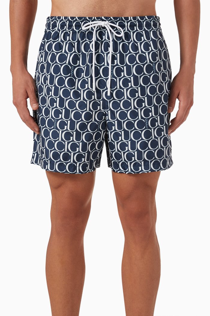 

Maxi Print Swim Shorts in Nylon, Blue
