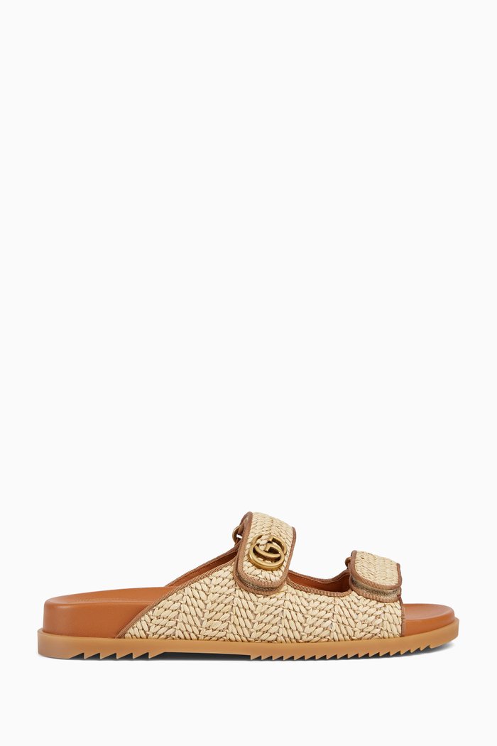 

GG Raffia-effect Sandals in Viscose, Neutral
