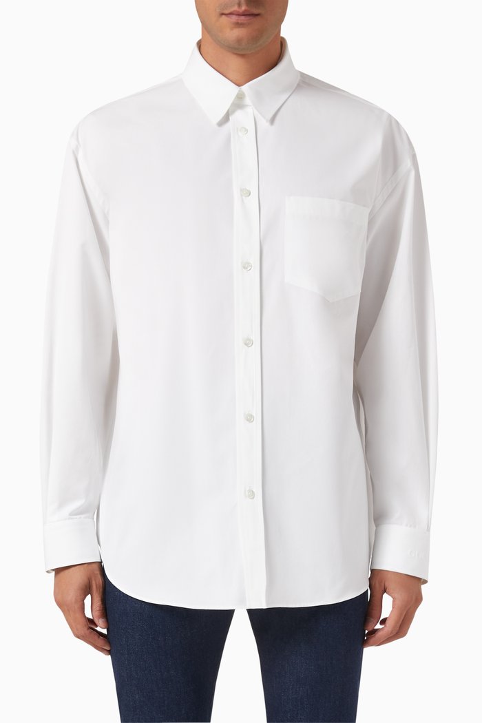 

Logo Embossed Dress Shirt in Cotton Poplin, White