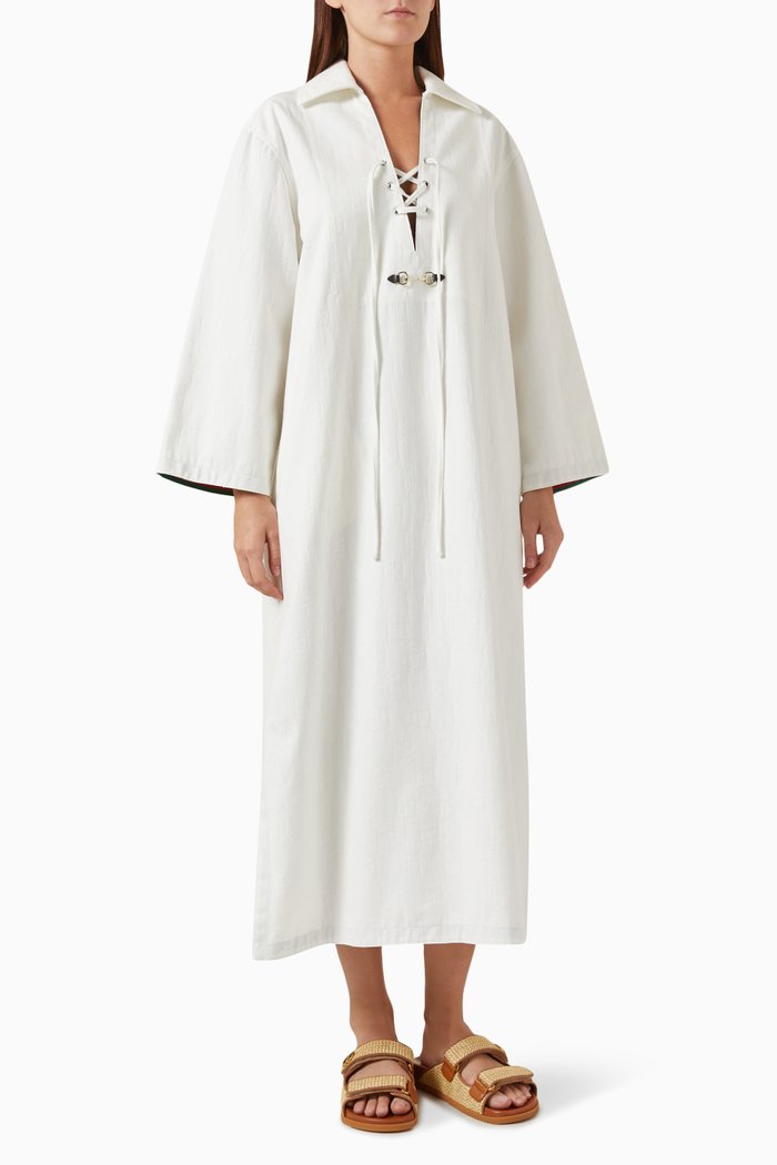 

Horsebit Maxi Dress in GG Cotton-jacquard, White