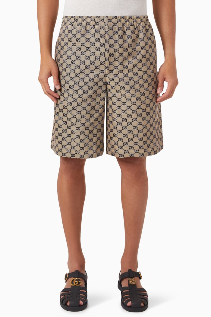 

GG Shorts in Linen-blend Canvas, Neutral