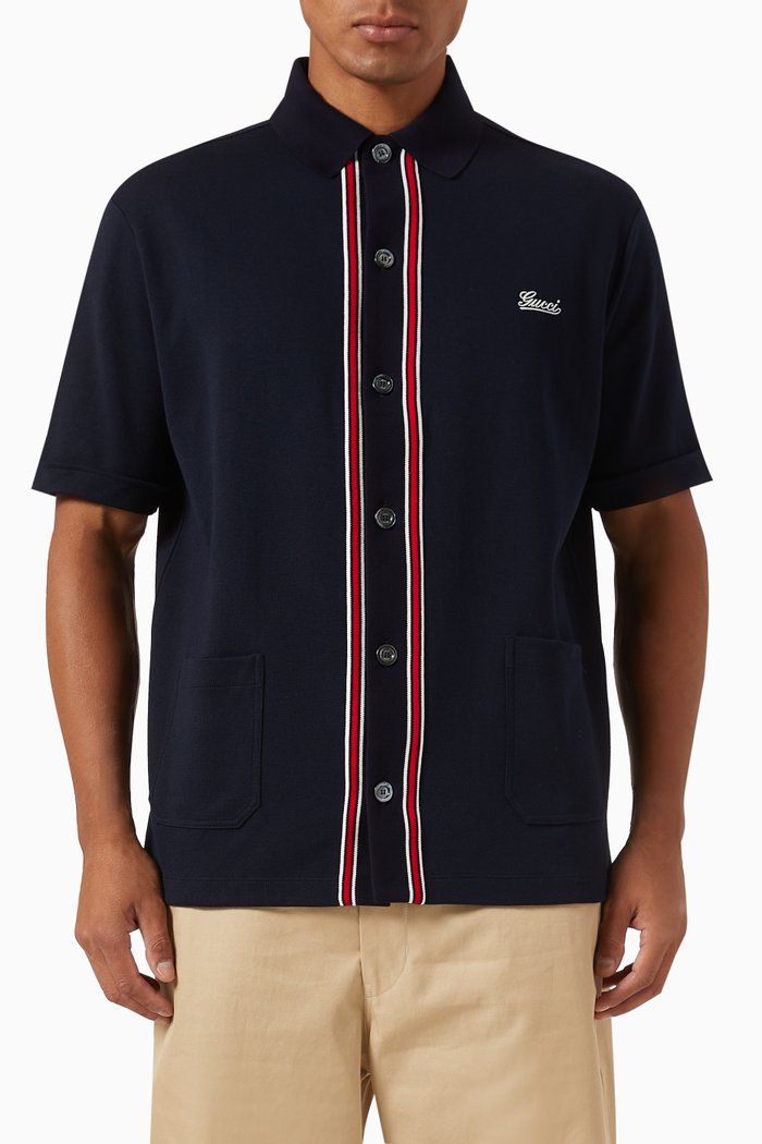 Polo Shirt in Compact Cotton-jersey, Blue