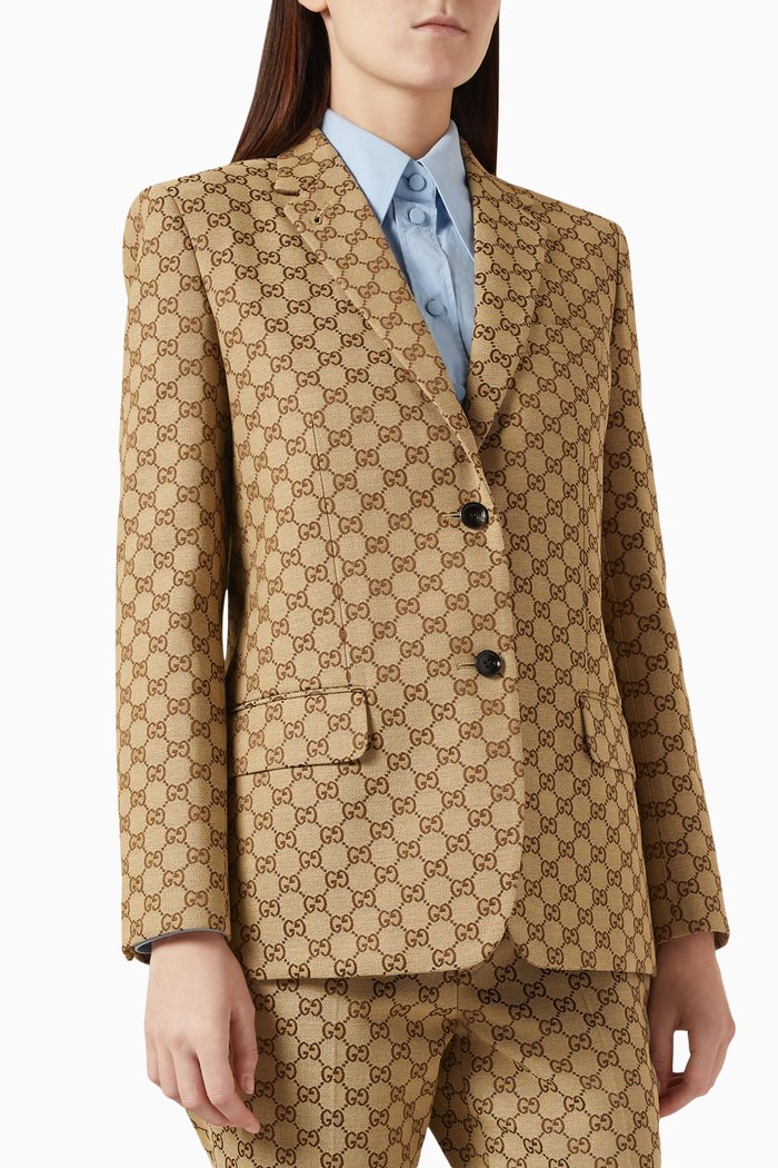 

GG Monogram Blazer in Cotton-blend, Brown