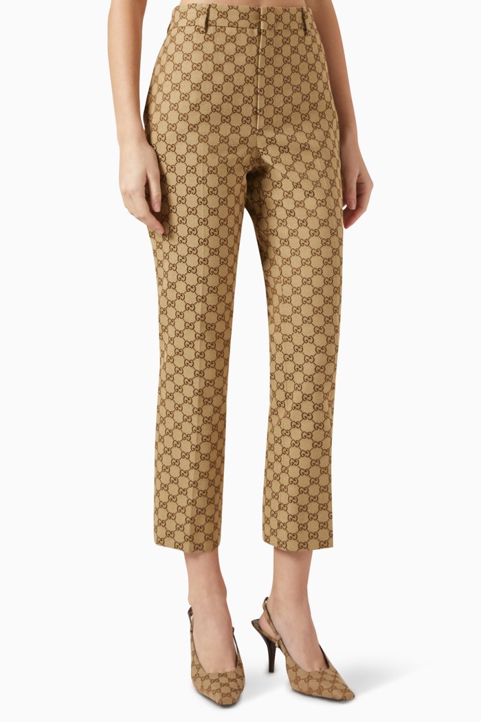 

GG Monogram Pants in Cotton-blend, Brown