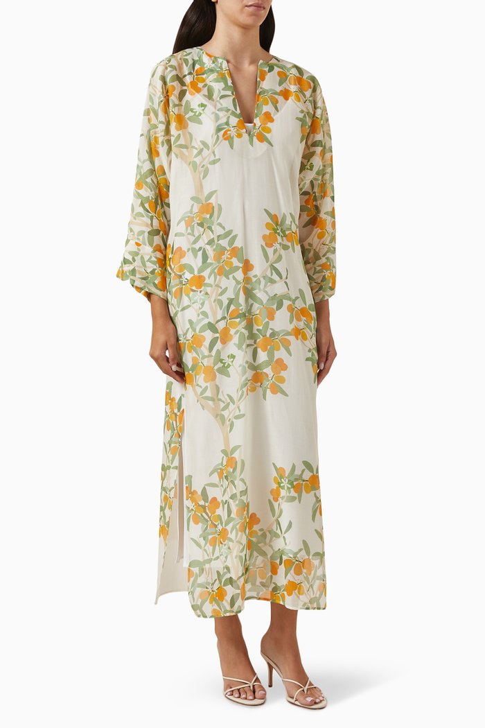 

Floral-print Kaftan, Neutral