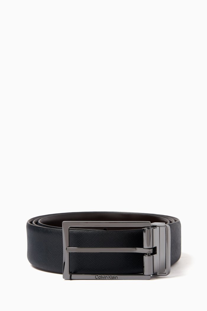 

Reversible Slim Frame Belt in Leather, Black