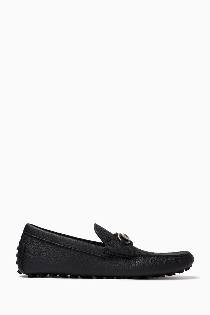 

Horsebit Driving Shoes in Leather, Black