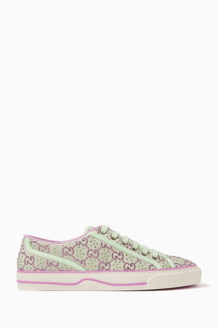 

1977 Crystal-embellished Tennis Sneakers in Canvas, Green