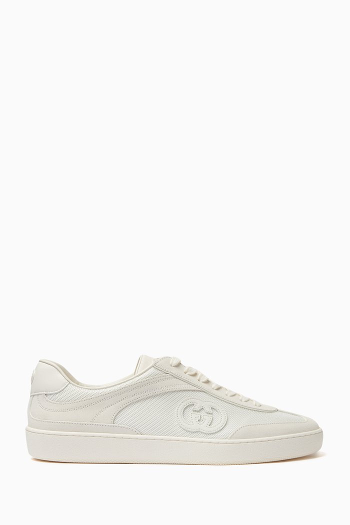 

GG Low-top Sneakers in Suede & Mesh, Neutral