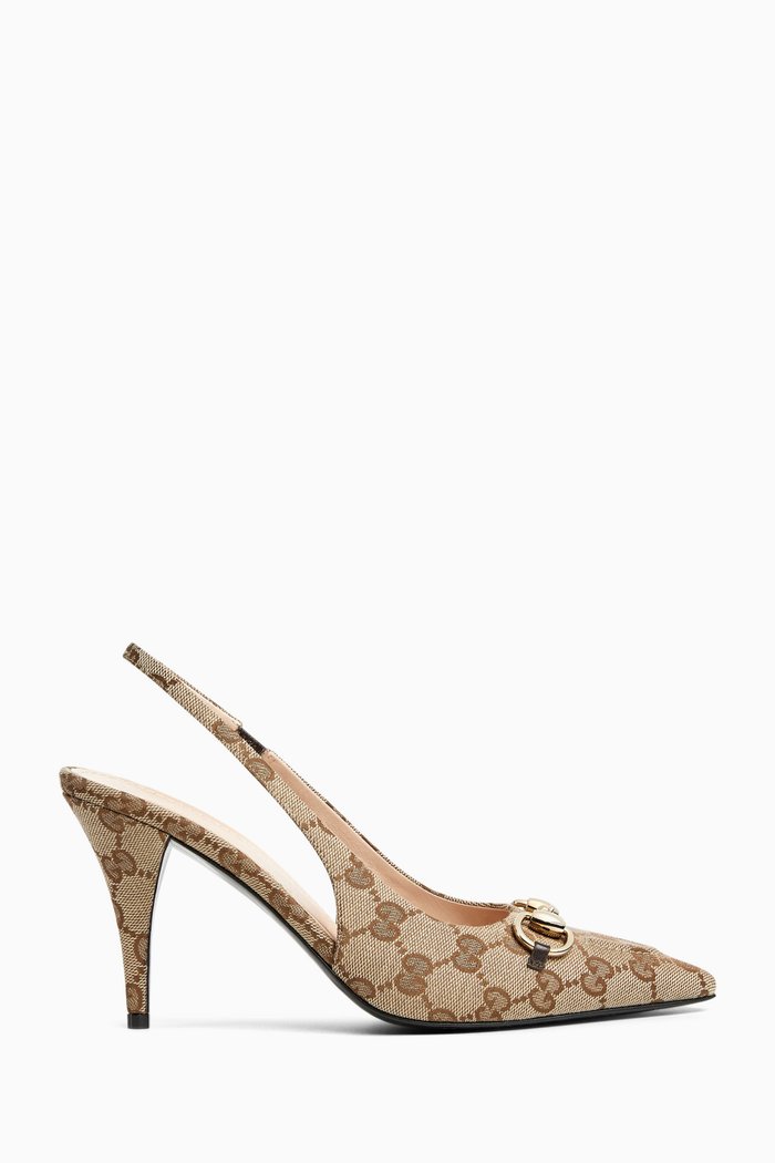 

Horsebit 85 Pumps in Original GG Canvas and Leather, Neutral