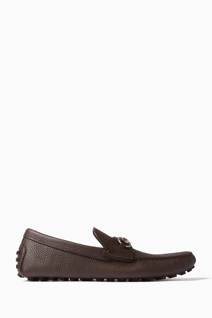 

Horsebit Driving Shoes in Leather, Brown
