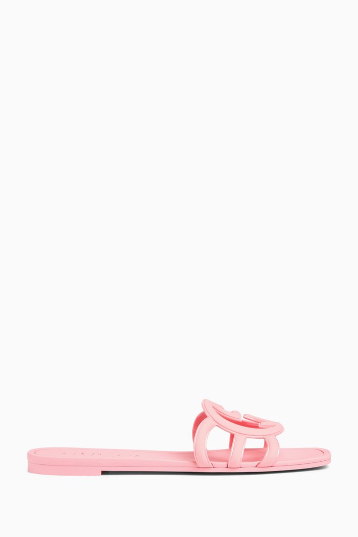 

GG Slide Sandals in Rubber, Pink