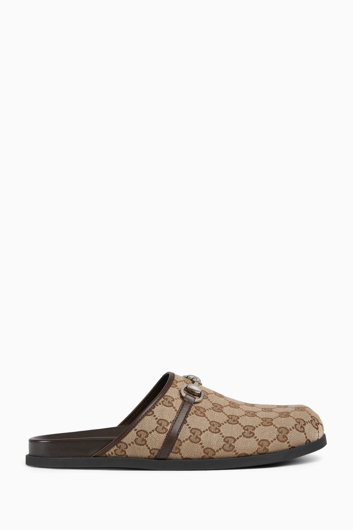 

GG Horsebit Slippers in GG Supreme, Neutral