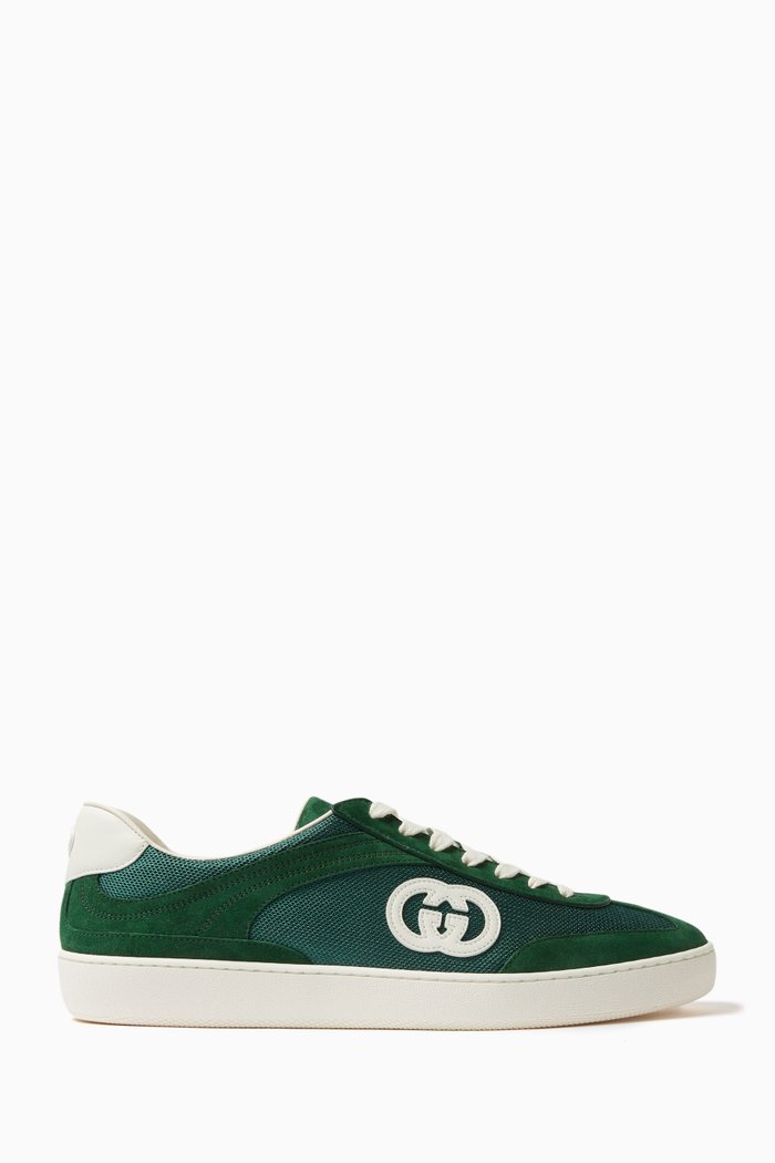 

GG Low-top Sneakers in Suede & Mesh, Green