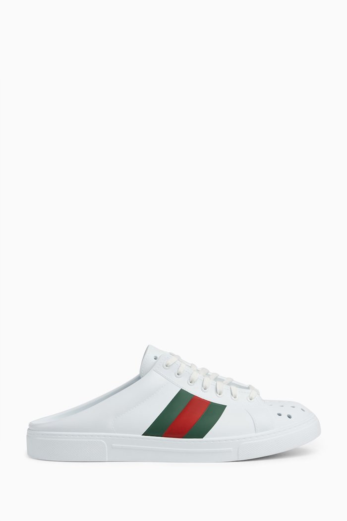 

Gucci Ace Mules with Web in Rubber, White
