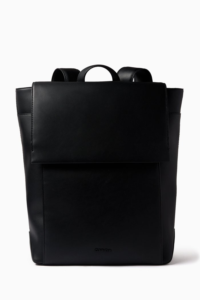 

Origami Squared Backpack in Faux Leather, Black