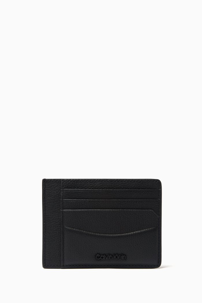 Minimal Focus ID Cardholder in Faux Leather, Black