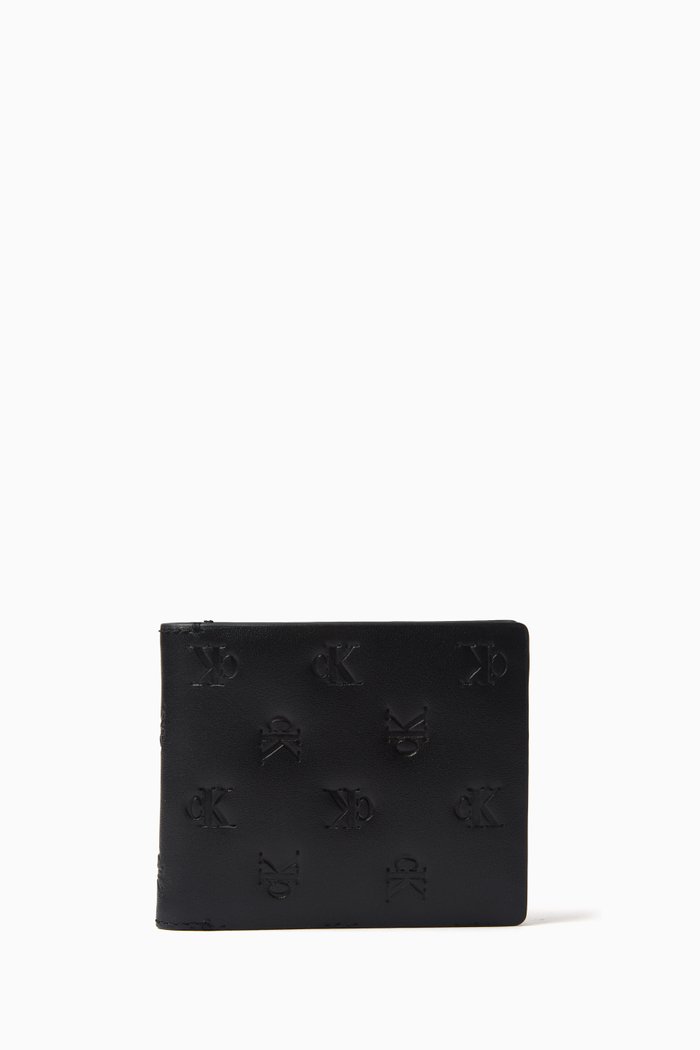 

Monogram Embossed Bifold Wallet in Leather, Black