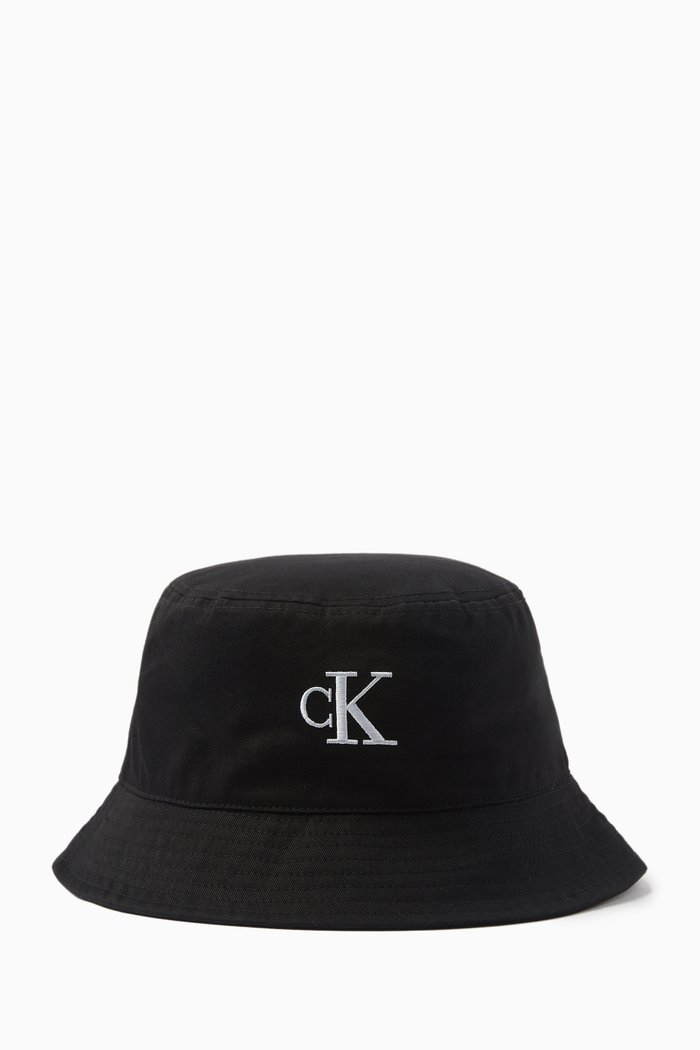 

Monogram Embroidered Bucket Hat in Recycled Polyester, Black
