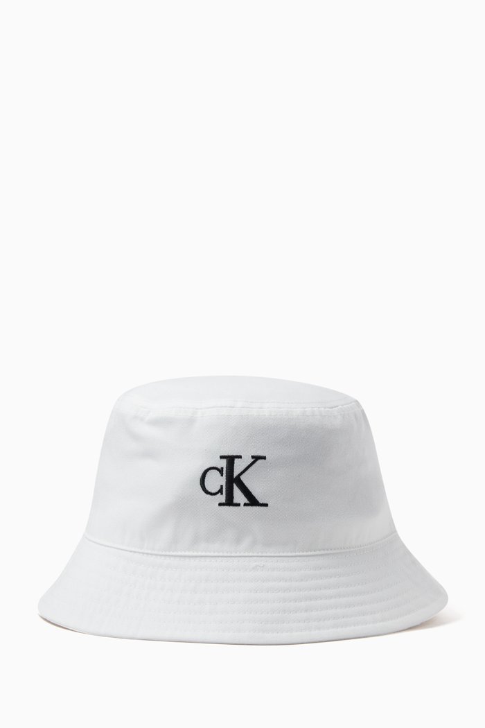 

Monogram Embroidered Bucket Hat in Recycled Polyester, White