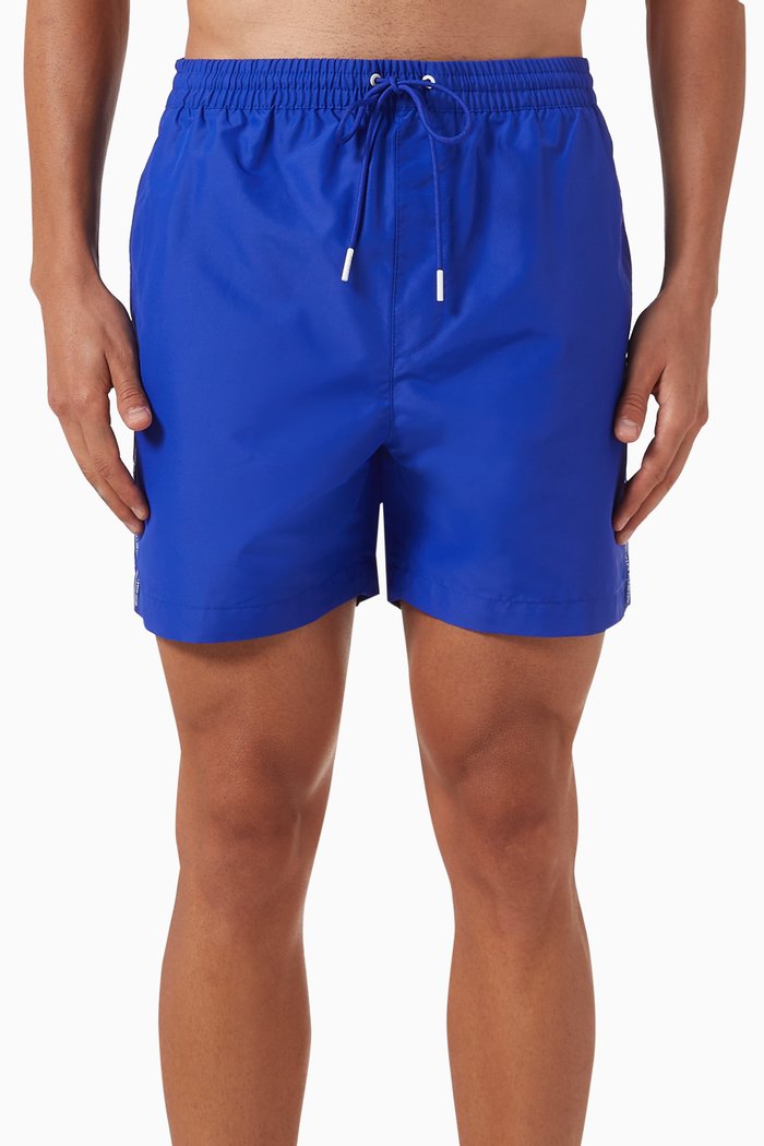 

Logo Tape Medium Drawstring Swim Shorts, Blue