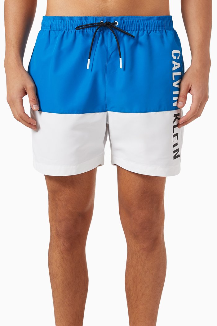 Block Medium Drawstring Swim Shorts, Blue