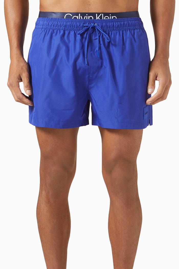 

Steel Short Double Waistband Swim Shorts, Blue