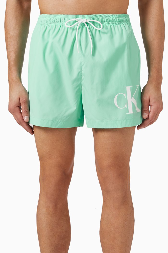 

Monogram Short Drawstring Swim Shorts, Green