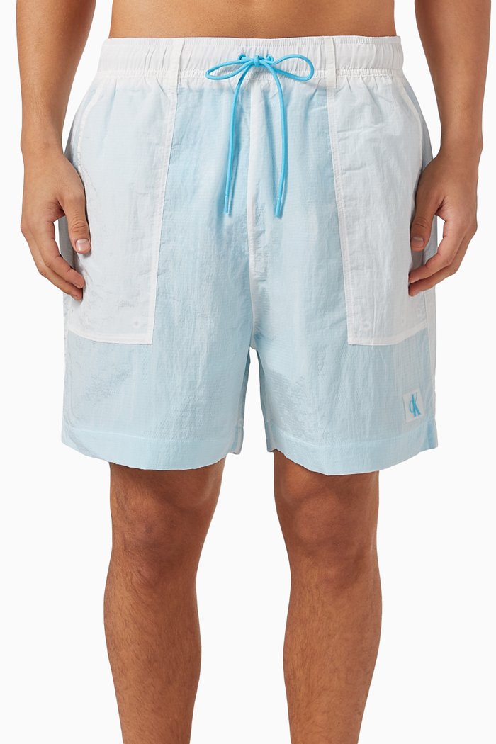 

Monogram Medium Drawstring Swim Shorts in Nylon-blend, Blue